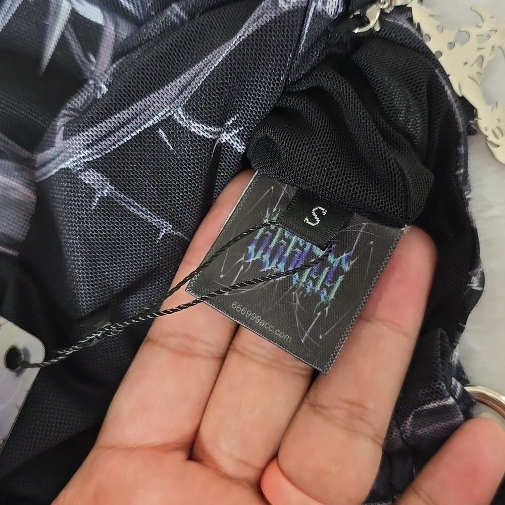 Hardcore dance cross and thorus printed mesh jumpsuit size small NWT. - Picture 11 of 13